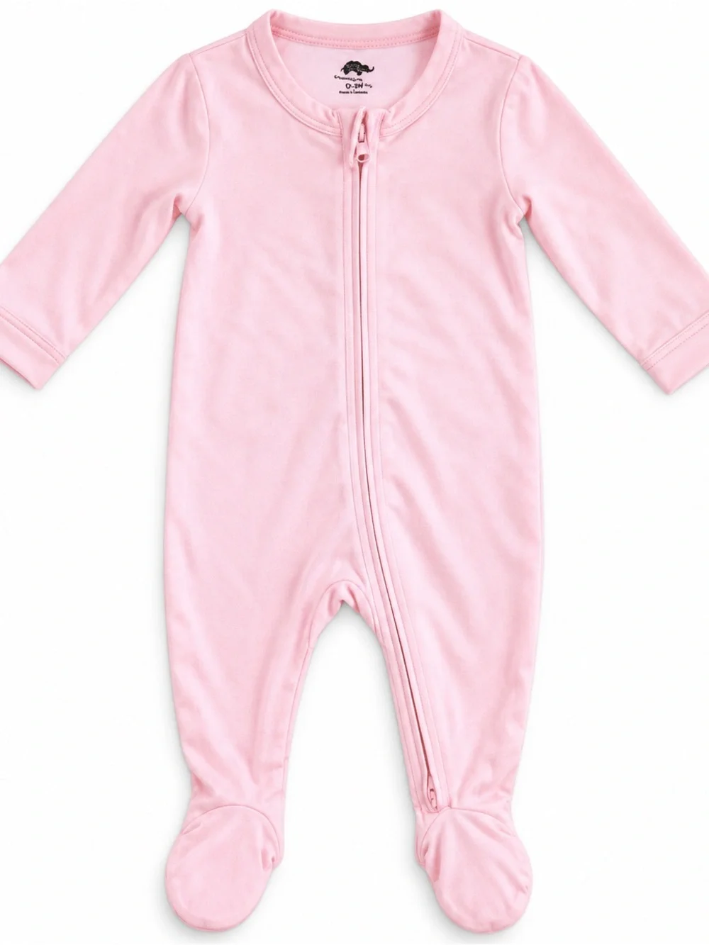 Baby Pink Footed One-Piece Zipper Romper - Soft Everyday Wear